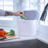 Multipurpose Plastic Kitchen Trash Can Stay Open Lid Soft Seal Countertop Garbage Bin Easy Carry Handle