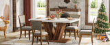 Tribesigns 47-Inch Dining Table for 4-6, White Kitchen Dinner Table with Heavy Duty Pedestal