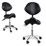 Ergonomic Rolling Saddle Chair Height Adjustable with Wheels and Backrest, Professional Salo