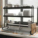 Over Sink Dish Drying Rack with Utensil Holder Household Dishes Strainers