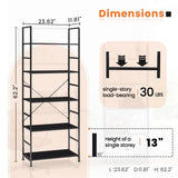 JHK 5 Tier Bookcase Bookshelf Modern Book Case For Books Corner Storage Organizer for Bedroom Home