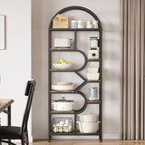 Bookshelf 6 Tier Arched Bookcase 81.7in Tall Display Racks Geometric Open Storage Shelf