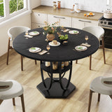 47-Inch Round Dining Table | 4–6 Seater Kitchen Table | Wooden Round Dining Table