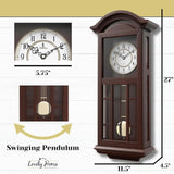 27 inch Wooden Hanging Grandfather Wall Clock with Pendulum - Real Wood