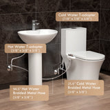 Aquatiz Non-Electric Bidet Attachment for Toilet Seat, Dual Temperature Rear and Feminine Wash, 7.9ft Hot