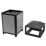 15 Gallon Commercial Outdoor Trash Can, Side Opening Outdoor Metal Waste Receptacle Industrial Waste Container