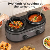 Dual Slow Cooker, Buffet Servers and Warmer with 2 Removable Ceramic Pots
