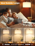Gold Table Lamp With USB Port And Outlet With Linen Lampshade For Home