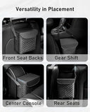 Black Quilted PU Leather Car Trash Bin With Integrated Tissue Dispenser, Leakproof Mini Garbage Holder Featuring Adjustable