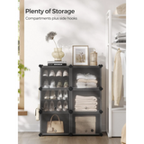 SONGMICS Shoe Rack, 6 Cubes With Doors, 24 Pair For Bedroom,  Plastic