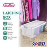 24Pack Latching Box, Under Bed Storage Bins with Lids, Clear Plastic, 106 Quart HeavyDuty Organizing Containers for Closet, Bat