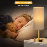Gold Touch Table Lamps Set - 3 Way Dimmable Bedroom Lamps with USB