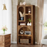 70.87" Tall Geometric Bookshelf, White Arched Bookcase with 5 Irregular Storage Shelves