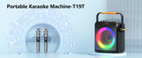 Black Karaoke Speaker W/ Treble/Bass Adjustment,  2 Wireless Microphones