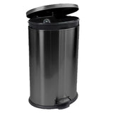 KOOMADE 10.5 Gallon Oval Trash Can Black Stainless Steel Plastic Round Step Bathroom