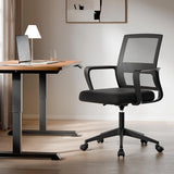 SUKIDA Mid-Back Upholstery Mesh Office Chair Black Height-Adjustable Armrests Executiv