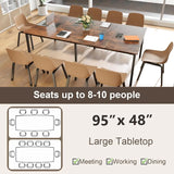 8 FT Conference Table 95x48 Inch Office Desk Heavy Duty Metal Frame