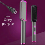 3-minute fast ceramic straightening brush 3level temperature adjustment LED display negative ion technologyperfect
