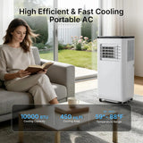 10000 BTU Portable AC with Cool, Dehumidifier,for Rooms Up to 450 Sq. Ft.,