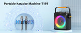 Black Karaoke Speaker W/ Treble/Bass Adjustment,  2 Wireless Microphones