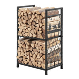 2-Tier Firewood Rack with 4Fireplace Tools 400lbs Capacity Heavy Duty Log Holder