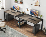 Tribesigns 90.55'' 2 Person Desk with Storage Shelves, Double Computer Desk