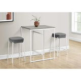 32" Rectangular Counter Height Dining Table, Small, Grey Laminate Top, White Metal Legs