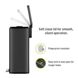 13.2 Gal Kitchen Step Trash Can with Soft Close Lid, Stainless Steel Recycling Bin
