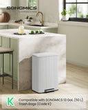 SONGMICS Trash Can, 13 Gallon (50 L) Garbage Can for Kitchen, with Lid, Pedal, and Removable