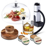 Food and Drink Smoker Kit with Smoke Gun 8" Smoking Cloche Glass Dome Acacia