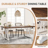 Tribesigns Dining Table for 6 People, 70.8-Inch Rectangular Wood Dining Table, Rustic Kitchen Table with Heavy Duty Metal Legs