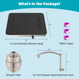 Hibbent Rain Filtered Shower Head, 13'' High Pressure Rainfall 5 Modes Showerhead
