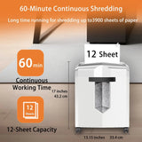 Micro-Cut Shredder: 12-Sheet, 60-Min Continuous, Shreds Paper