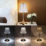 3 Colors LED Crystal Table Lamp Dimmable Bedside Night Light Rechargeable