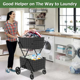 Jumbo Shopping Cart 2 Layers Grocery Cart on Wheels Foldable Utility Shopping Carts