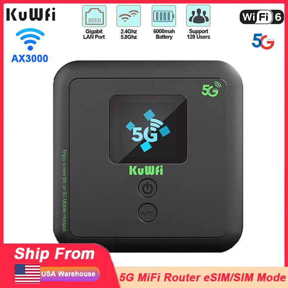 Pockert Rputer KuWFi 5G Mobile Router AX3000 Dual Band WiFi6 Portable Pocket Router W ...