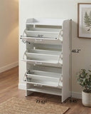 Wooden Shoe Storage Organizer with 3 Flip Drawers for Entryway, Hallway