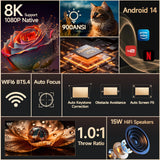Magcubic Android 14 900ANSI Projector Auto Focus Native 1080P Support