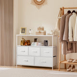 TV Stand Multilayer Shoe Rack Space Saving Cabinet With 5 Fabric Drawers