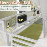 Full Size Loft Bed with Stairs and Storage, Metal Loft Bed Frame with Shelf