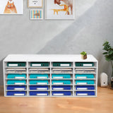 White PVC 100*30*42cm 24 Slot File Sorting Cabinet Adjustable Shelf Storage