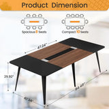 8ft Modern Conference Table, 94.48 Cable-Grommet Desk for Meetings