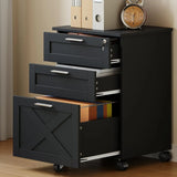 3-Drawer Rolling File Cabinet with Lock - Wooden Mobile Filing Cabinet for Home Office, Under Desk Storage Organizer fits Letter
