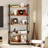 IRONCK Industrial Bookshelf 5-Tier 31.5in Wide, Bookcase Ladder Shelf, Storage Shelves Rack Shelf Unit