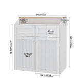 20 Gallon Wooden Freestanding Trash Can Cabinet with Flip Door, Recyclable, Hidden Design for Kitchen
