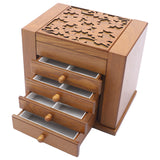 5-tier Wooden Large Capacity Storage Box  w/ Drawers Mirror for Bracelets