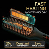 Pro Ceramic Ionic Hair Straightener Brush for Home Salon MCH Fast 20s Heating Tech with Auto-Off Safety