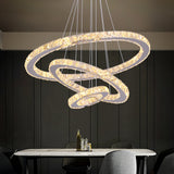 Crystal Ceiling Chandelier 3 Rings Hanging Chandelier In The Living Room