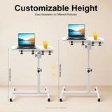 White Mobile Lift Computer Folding Desk Study Table Height Adjustable Computer Desk Lap Bed Tray Bed Desk Work Furniture