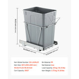 SucceBuy Pullout Trash Can for Kitchen Cabinets w/Heavy Duty Metal Soft Close Sliding System